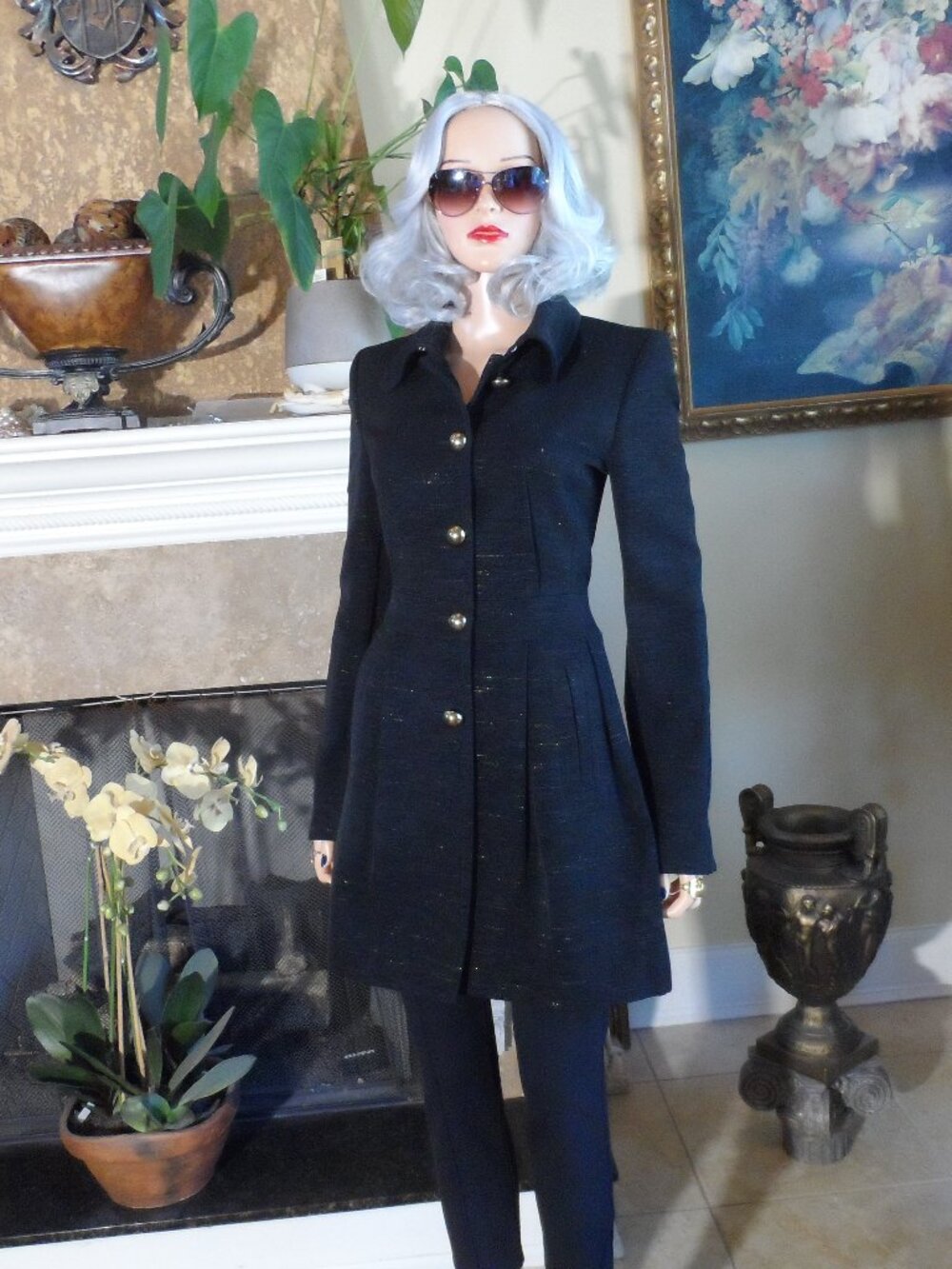 Dolce & Gabbana Black Pleated Cotton Blend Coat Size IT 40 US 4
